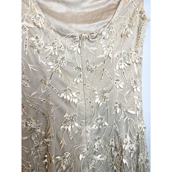 NWT Theia Chrisley Petal Beaded Cocktail Dress Champagne Sz 0 $895 [jb] - Picture 16 of 16